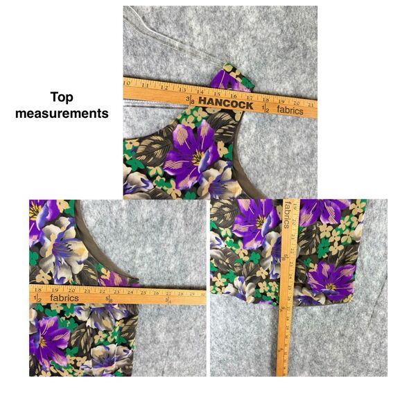 2 pc Dana Buchman Plus Sz 20 Skirt Set Silk Tank Top Purple Floral A Line Flare - Picture 4 of 12